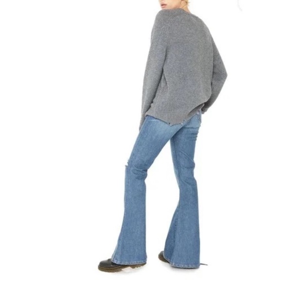 Sandrine Rose x Free People Super Flare Denim Jeans Blue Indigo Distressed Sz 28 - Picture 3 of 14